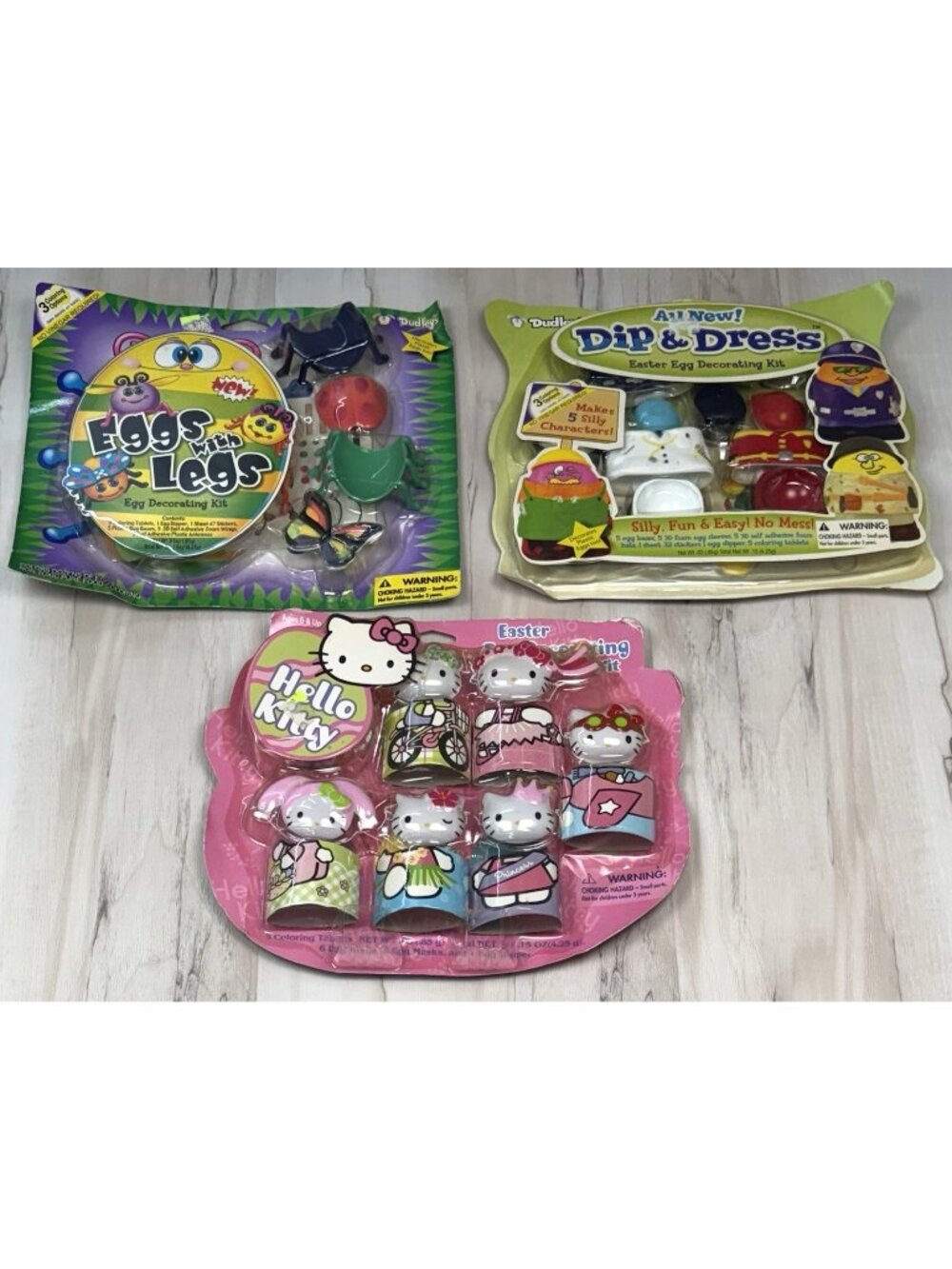 VTG 2004-2005 EASTER EGG DECORATING KITS Hello Kitty Dip & Dress Eggs w/ Legs